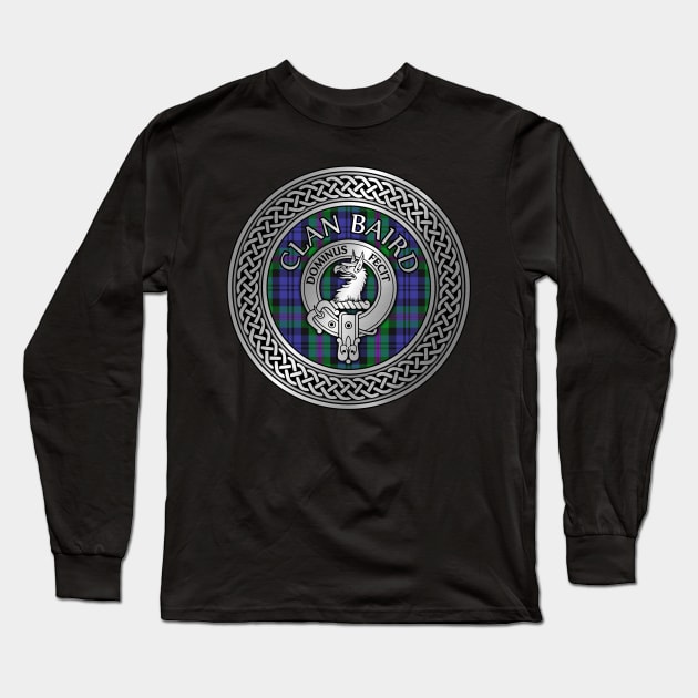 Clan Baird Crest & Tartan Knot Long Sleeve T-Shirt by Taylor'd Designs